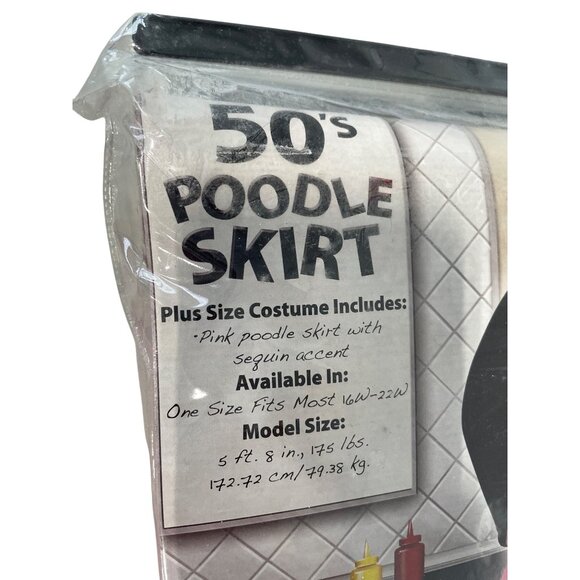 Fun World 50s Poodle Skirt Plus Size Costume One Size 16W-22W Sequin Accent NEW - Picture 3 of 7